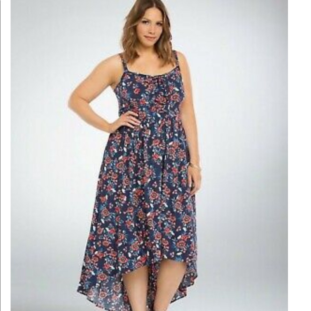 Torrid Women's Floral Lace Up Hi-Lo Maxi Dress